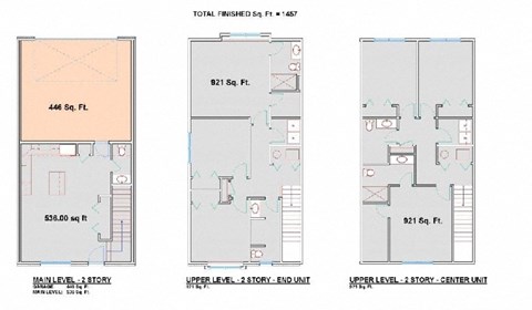 Floor plan for 3 beds, 2 baths, 1457 sqft